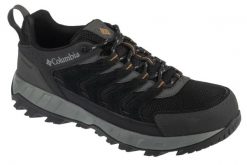 Buty trekkingowe męskie, Strata Trail Mid WP. Czarne buty turystyczne Columbia, bez wzorów, z materiału, przed kostkę, bez zapięcia, trekkingowe. Za 319.99 zł.
