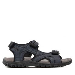 Sandały Geox. Niebieskie sandały Geox, bez zapięcia. Za 199.99 zł.
