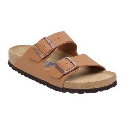 Sandały Męskie Skóra Arizona. Brązowe sandały Birkenstock, z materiału, z okrągłym noskiem, bez zapięcia. Za 632.99 zł.