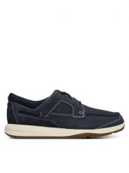 Clarks Półbuty Sailview Lace 26176972 Granatowy. Niebieskie eleganckie półbuty Clarks, bez wzorów, z nubiku, bez obcasa, bez zapięcia. Za 389.99 zł.