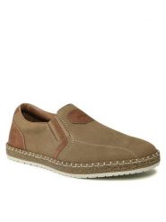 Rieker Półbuty B5273-64 Beżowy. Brązowe eleganckie półbuty Rieker, bez wzorów, z nubiku, bez obcasa, bez zapięcia. Za 329.99 zł.