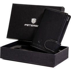 Portfel skórzany Peterson czarny RFID PTN 122611901 BLACK. Czarne portfele Peterson, bez wzorów, ze skóry. Za 203.98 zł.