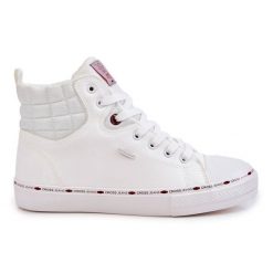 Trampki Męskie Wysokie Ocieplone Cross Jeans KK1R4056C Białe. Białe trampki m, z aplikacjami, bez zapięcia. Za 282.24 zł.