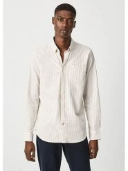 Pepe Jeans Koszula "Nick" - Slim fit - w kolorze beżowym rozmiar: M. Brązowe koszule Pepe Jeans, m, bez wzorów, z bawełny, bez kołnierzyka, bez ramiączek. Za 127.35 zł.
