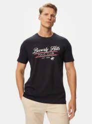 Beverly Hills Polo Club T-Shirt P-SS26M-TS1302 Granatowy Regular Fit. Niebieskie koszulki polo Beverly Hills Polo Club, m, bez wzorów, z bawełny, bez kołnierzyka, bez ramiączek. Za 149.99 zł.