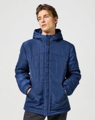 WRANGLER MESKA KURTKA TRANSITIONAL PUFFER NAVY 112357208 W4E2013678. Niebieskie kurtki przejściowe Wrangler, na zimę, m, bez wzorów, z dresówki, z kapturem. Za 459.99 zł.