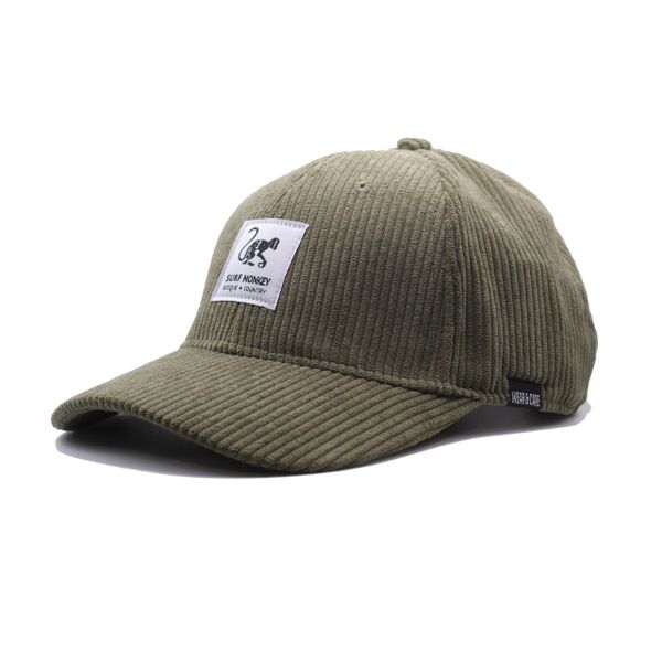 Czapka z daszkiem – sztruksowa – z recyklingu / dla dorosłych (zielona). Zielone czapki z daszkiem SURF MONKEY, bez wzorów, z poliesteru. Za 159.95 zł.