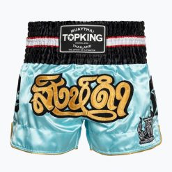 Spodenki treningowe Top King Kickboxing. Niebieskie krótkie spodenki sportowe TOP KING, bez wzorów. Za 219.99 zł.