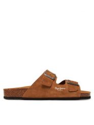 Pepe Jeans Klapki PMS90112 Beżowy. Brązowe klapki Pepe Jeans, z jeansu. Za 259.99 zł.