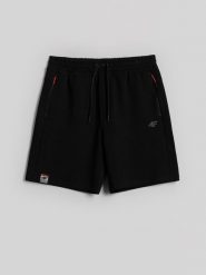 4F Spodenki dresowe męskie - czarne S. Czarne krótkie spodenki sportowe 4F, m, bez wzorów, z dresówki. Za 129.99 zł.