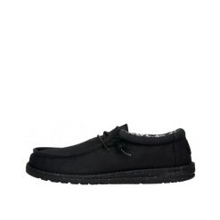 HeyDude Męskie Mokasyny Wally Stretch Canvas. Czarne mokasyny Hey dude, bez wzorów, z materiału, bez obcasa, bez zapięcia. Za 259.00 zł.