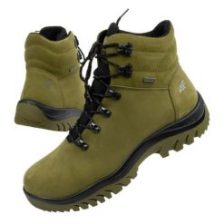Buty trekkingowe 4F OBMH255 45S zielone. Zielone buty turystyczne bez wzorów, z materiału, za kostkę, bez zapięcia, trekkingowe. Za 640.22 zł.