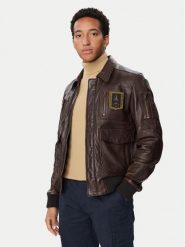 Aeronautica Militare Kurtka skórzana 262PN0846U100839 Beżowy ciemny Regular Fit. Brązowe kurtki Aeronautica Militare, m, bez wzorów, ze skóry, bez kaptura. Za 3,519.00 zł.