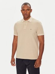 Tommy Hilfiger Polo MW0MW34757 Beżowy Regular Fit. Brązowe koszulki polo Tommy Hilfiger, m, bez wzorów, z bawełny, bez kołnierzyka, bez ramiączek. Za 389.99 zł.