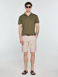 Koszulka męska polo z domieszką lnu khaki Enger 303. Zielone koszulki polo BIG STAR, na lato, l, bez wzorów, z dzianiny, bez kołnierzyka, bez ramiączek. Za 139.99 zł.