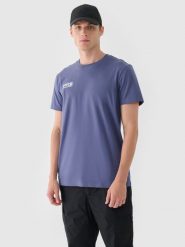 4F T-shirt regular gładki męski - niebieski XXL. Niebieskie t-shirty 4F, m, bez wzorów, z bawełny, bez kołnierzyka, bez ramiączek. W wyprzedaży za 29.99 zł.
