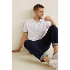 Mango Man - Polo Rembesb. Szare koszulki polo marki Mango Man, z bawełny, polo, z krótkim rękawem. W wyprzedaży za 49.90 zł.