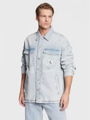 Calvin Klein Jeans Kurtka jeansowa J30J322383 Błękitny Oversize. Niebieskie kurtki Calvin Klein Jeans, m, bez wzorów, z bawełny, bez kaptura. Za 359.99 zł.