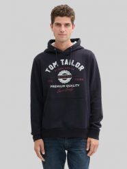 Męska Bluza Tom Tailor Printed Hoodie Sky Captain Blue 1043292 10668. Niebieskie bluzy z kapturem Tom Tailor, m, bez wzorów, z kapturem. Za 149.99 zł.