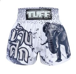 Spodenki treningowe TUFF Elephant. Białe krótkie spodenki sportowe TUFF, m, bez wzorów, z materiału. Za 149.00 zł.