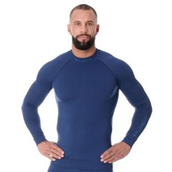 Bluza męska termoaktywna Brubeck EXTREME THERMO. Niebieskie bielizna termoaktywna Brubeck, m, bez wzorów, z elastanu, bez ramiączek, do biegania. Za 185.99 zł.