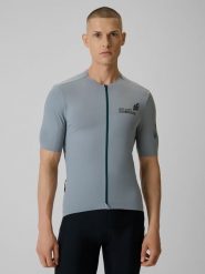 4F Koszulka kolarska męska - szara S. Szare t-shirty 4F, m, bez wzorów, z dzianiny, bez kołnierzyka, bez ramiączek. Za 199.99 zł.