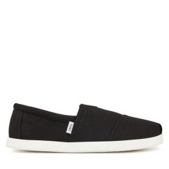 Półbuty Toms. Czarne eleganckie półbuty Toms, bez wzorów, bez obcasa, bez zapięcia. Za 159.99 zł.