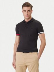 Tommy Hilfiger Polo MW0MW42743 Czarny Slim Fit. Czarne koszulki polo Tommy Hilfiger, m, bez wzorów, z bawełny, bez kołnierzyka, bez ramiączek. Za 449.99 zł.