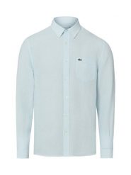 Lacoste koszula lniana Mężczyźni Regular Fit len niebieski, 45. Niebieskie koszule LACOSTE, m, bez wzorów, ze lnu, bez kołnierzyka, bez ramiączek. Za 329.95 zł.