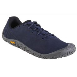Męskie Buty Skórzane Vapor Glove 6. Niebieskie buty trekkingowe Merrell, bez wzorów, bez zapięcia. Za 745.99 zł.