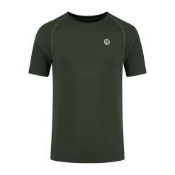 Sportowa koszulka męska Rogelli Essential, bezszwowa. Zielone t-shirty sportowe Rogelli, bez wzorów, bez ramiączek, do biegania. W wyprzedaży za 60.00 zł.