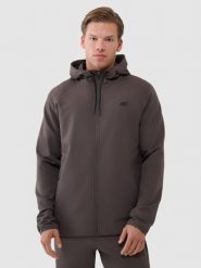 4F Bluza treningowa regular szybkoschnąca męska - brązowa L. Brązowe bluzy z kapturem 4F, l, bez wzorów, z dzianiny, z kapturem. W wyprzedaży za 229.99 zł.