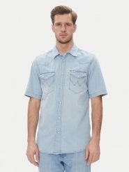 Wrangler Koszula jeansowa Western 112362742 Niebieski Regular Fit. Niebieskie koszule Wrangler, m, bez wzorów, z bawełny, bez kołnierzyka, bez ramiączek. Za 219.99 zł.