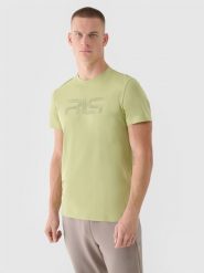 4F T-shirt regular męski 4F x Robert Lewandowski - zielony S. Zielone t-shirty 4F, m, bez wzorów, z bawełny, bez kołnierzyka, bez ramiączek. W wyprzedaży za 59.99 zł.
