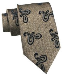 Krawat Męski - Chattier - Kolor Starego Złota, Paisley. Żółte krawaty i muchy Chattier, bez wzorów, z tkaniny. Za 49.00 zł.