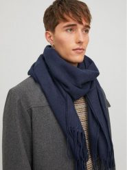 Jack&Jones Szalik 12140332 Granatowy. Niebieskie szaliki Jack&Jones, bez wzorów, z syntetyku. Za 89.99 zł.