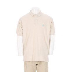 Męska beżowa koszulka polo z krótkim rękawem. Brązowe koszulki polo RALPH LAUREN, l, bez wzorów, bez kołnierzyka, bez ramiączek. Za 127.76 zł.