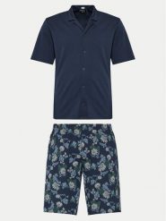 Hanro Piżama Night & Day 75137 Granatowy Relaxed Fit. Niebieskie piżamy Hanro, m, bez wzorów, z bawełny, bez ramiączek. Za 359.99 zł.