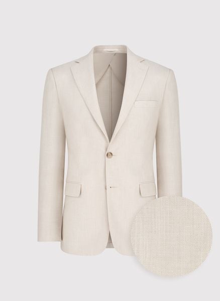 PAO LORENTE - Beżowa marynarka garniturowa z lnem. Brązowe garnitury Pako Lorente, m, bez wzorów, z elastanu. Za 649.99 zł.