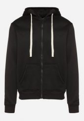 Czarna Rozpinana Bluza z Kapturem z Bawełną Ozdobiona Sznurkami Nerrise. Czarne bluzy z kapturem Born2be, l, bez wzorów, z bawełny, z kapturem. Za 89.99 zł.