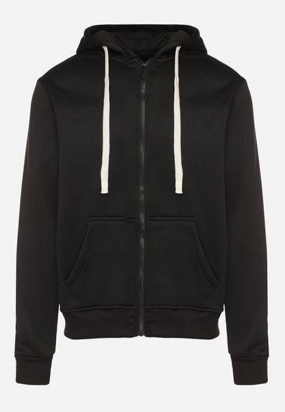 Czarna Rozpinana Bluza z Kapturem z Bawełną Ozdobiona Sznurkami Nerrise. Czarne bluzy Born2be, l, bez wzorów, z bawełny, z kapturem. Za 89.99 zł.