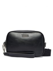 Guess Saszetka HMBOSH P6450 Czarny. Czarne saszetki i nerki Guess, z aplikacjami, ze skóry. Za 284.99 zł.