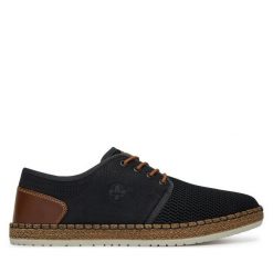Półbuty Rieker. Czarne eleganckie półbuty Rieker, bez wzorów, bez obcasa, bez zapięcia. Za 229.99 zł.