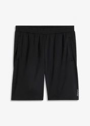 Szorty sportowe, szybkoschnące. Czarne krótkie spodenki sportowe bonprix, m, bez wzorów. Za 44.99 zł.