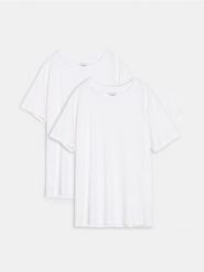 Bawełniana koszulka od piżamy 2 pack - biały. Białe piżamy Sinsay, l, bez wzorów, z bawełny, bez ramiączek. Za 22.99 zł.