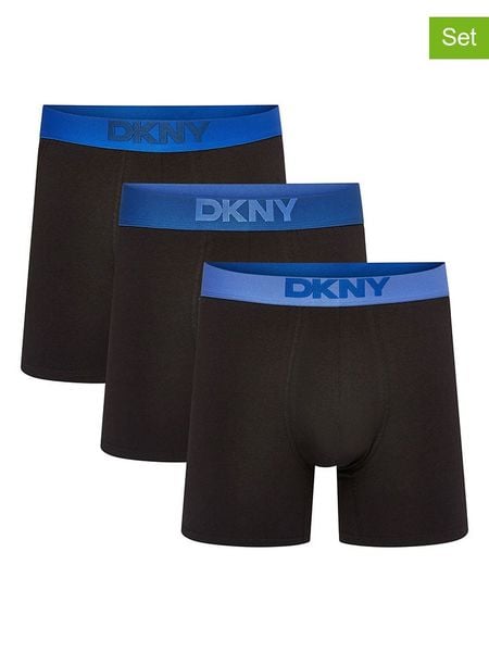 DKNY Bokserki (3 pary) w kolorze czarno-niebieskim rozmiar: M. Czarne bokserki DKNY, m, bez wzorów. Za 100.99 zł.