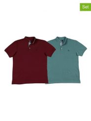 The Time of Bocha Koszulki polo (2 szt.) w kolorze bordowym i turkusowym rozmiar: S. Czerwone koszulki polo The Time of Bocha, s, bez wzorów, z bawełny, bez kołnierzyka, bez ramiączek. Za 165.99 zł.