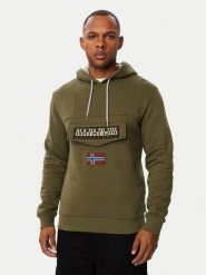 Napapijri Bluza Burgee Wint 4 NP0A892T Zielony ciemny Regular Fit. Zielone bluzy Napapijri, m, bez wzorów, z bawełny, bez kaptura. Za 529.99 zł.