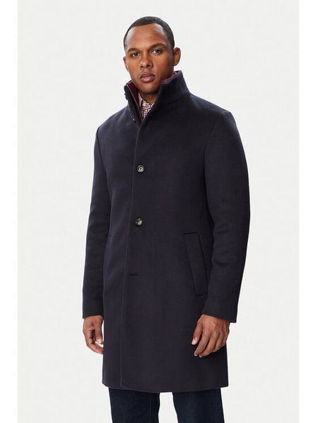 Tommy Hilfiger Płaszcz wełniany MW0MW40767 Granatowy Regular Fit. Niebieskie płaszcze Tommy Hilfiger, na zimę, m, bez wzorów, z wełny, bez kaptura. Za 1,699.00 zł.