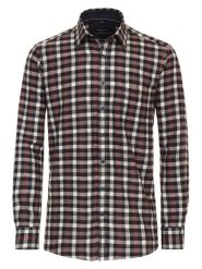 CASAMODA Koszula - Comfort fit - w kolorze czarno-czerwono-kremowym rozmiar: XL. Brązowe koszule CASAMODA, xl, bez wzorów, z bawełny, bez kołnierzyka, bez ramiączek. Za 86.99 zł.